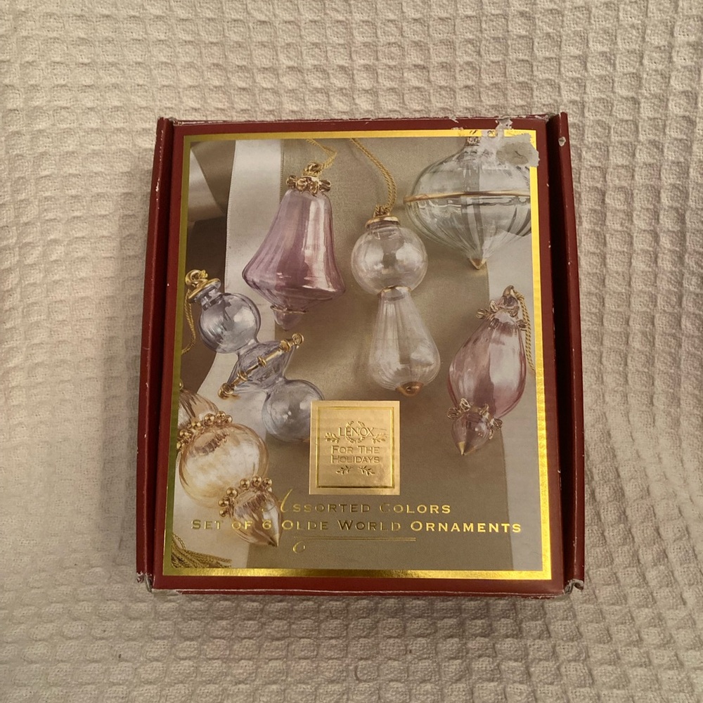 Lenox For The Holidays Olde World Ornaments Set Of 6 Colors & Shapes EUC